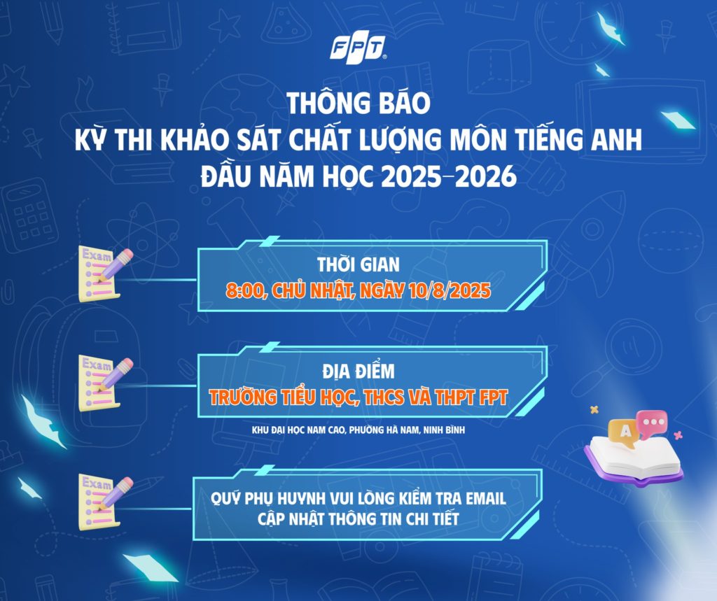 THÔNG BÁO KỲ THI KHẢO SÁT CHẤT LƯỢNG ĐẦU NĂM – MÔN TIẾNG ANH NĂM HỌC 2025-2026 14 1 199