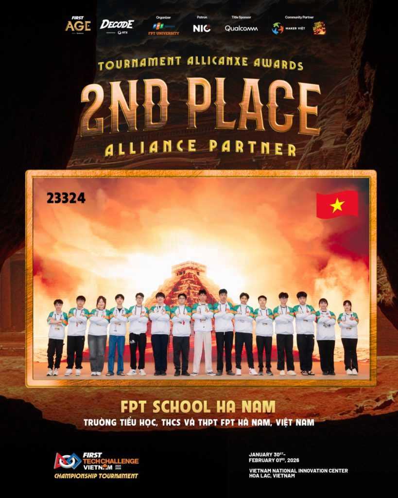 CHÚC MỪNG HỌC SINH FPT SCHOOL HÀ NAM XUẤT SẮC ĐẠT GIẢI NHÌ TẠI FIRST TECH CHALLENGE VIETNAM 2025–2026 14 1 279