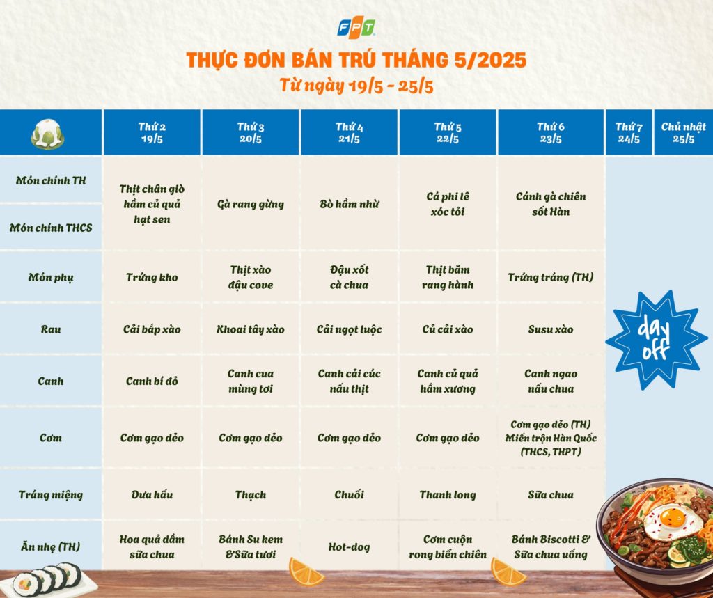 THỰC ĐƠN BÁN TRÚ THÁNG 5/2025 16 3 125