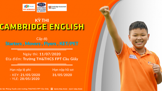 THÔNG BÁO KỲ THI CAMBRIDGE ENGLISH THÁNG 7 – FPT SCHOOLS 14 Untitled 1 2 1