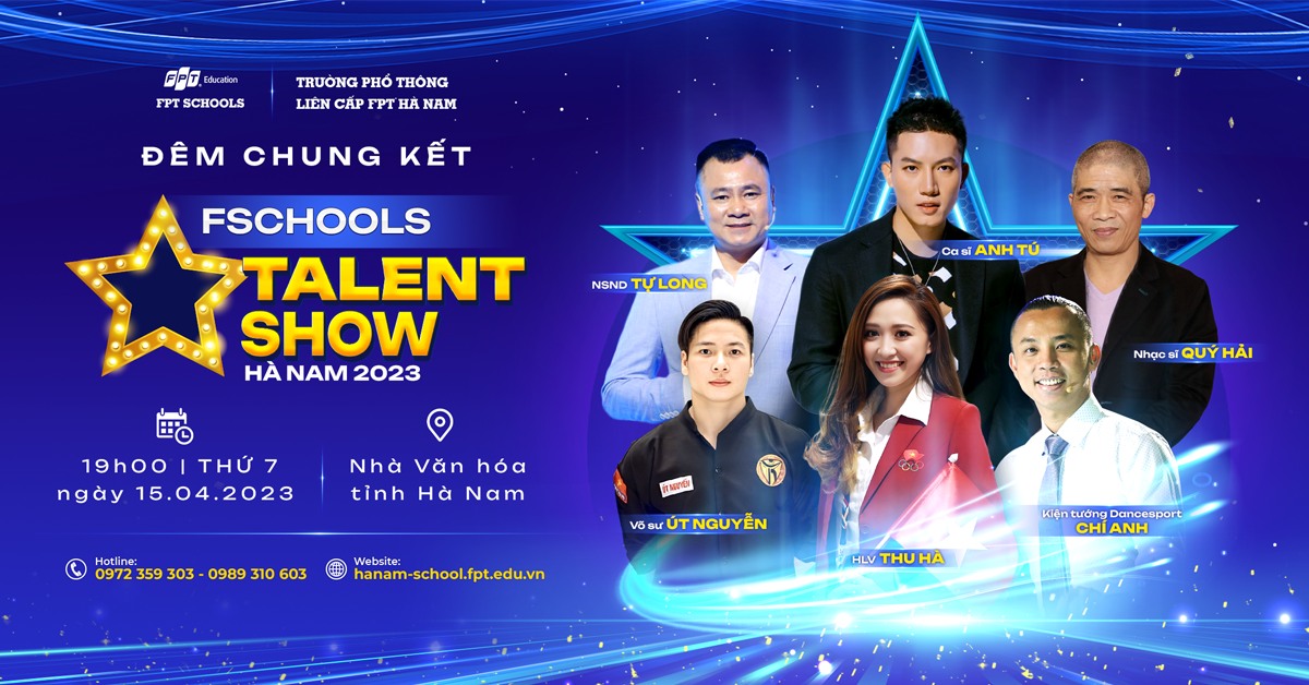 Ca sĩ khách mời và hội đồng giám khảo chuyên môn đêm chung kết Fschools Talent Show Hà Nam 2023