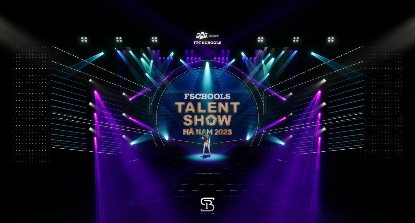 Sân khấu được đầu tư hoành tráng trong đêm Chung kết FSchools Talent Show Hà Nam ngày 15/4/2023